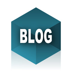 blog blue cube icon, modern design web element