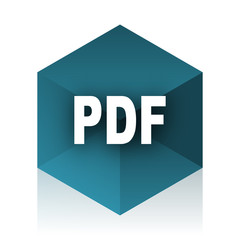 pdf blue cube icon, modern design web element