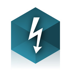 bolt blue cube icon, modern design web element