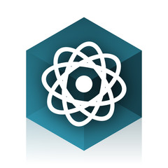 atom blue cube icon, modern design web element