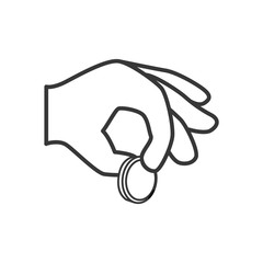 Money concept represented by hand and coin icon. Isolated and flat illustration 