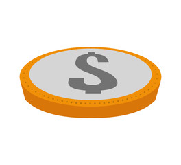 Money concept represented by gold Coin icon. Isolated and flat illustration 