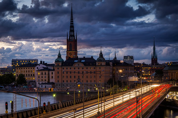 Fototapeta premium View of Galma Stan from Slussen, in Södermalm, Stockholm, Swede