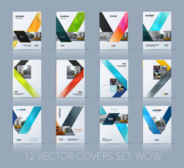 Vector design for cover annual report. Mega set. Brochure or fly