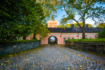 Walkway and the Suomenlinnan Brewery, on Suomenlinna, in Helsink