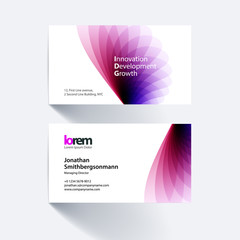 Vector business card template with soft shapes and waves backgro