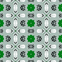Green and grey ornamental seamless pattern