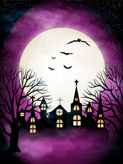 ハロウィン　夜空　秋　背景