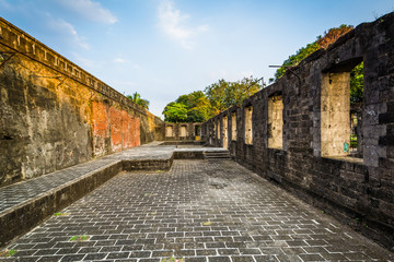 Historic walls of Fort Santiago, in Intramuros, Manila, The Phil