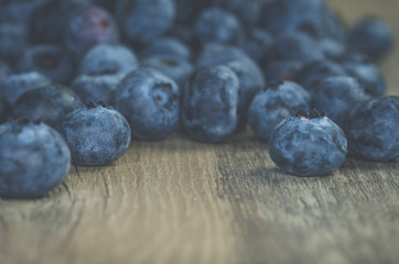Blueberries on wood