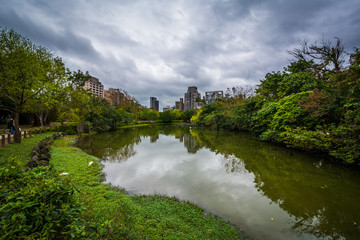Fototapeta na wymiar Lake at Daan Forest Park in Taipei, Taiwan.