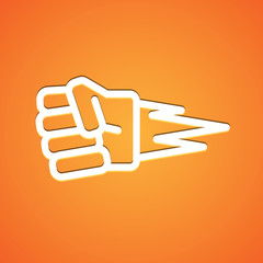 Rock-paper-scissors white icon on gradient orange background