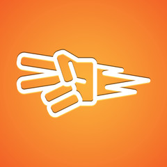 Rock-paper-scissors white icon on gradient orange background