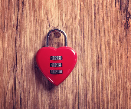 Combination lock with a red heart