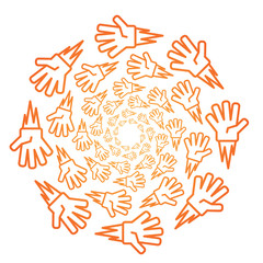 Rock-paper-scissors gradient orange icon pattern on white background