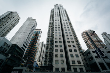 Skyscrapers at Aberdeen, in Hong Kong, Hong Kong.