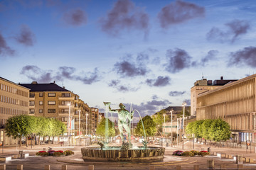 Sweden Gothenburg Gotaplatsen With Poseidon