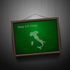 Blackboard with the Map of Italy 