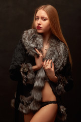 girl in fur coat