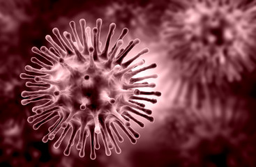 3D Illustration of Influenza Virus H1N1. Swine Flu