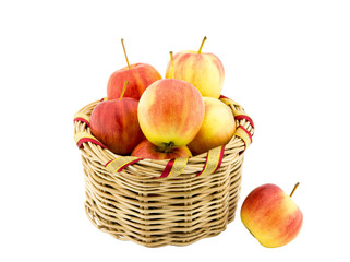 apple in basket on white
