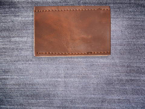 blank brown leather jean label