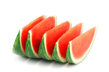 sliced fresh watermelon isolated on white background