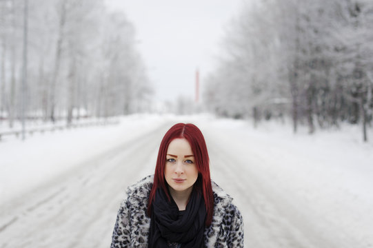 Sweden, Smaland, Teleborg, Portrait of young woman in forest