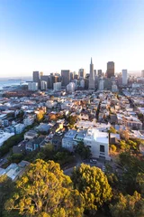 Fotobehang cityscape and skyline of san francisco with sunbeam © zhu difeng