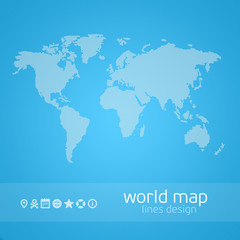 Fototapeta na wymiar Hatched world map