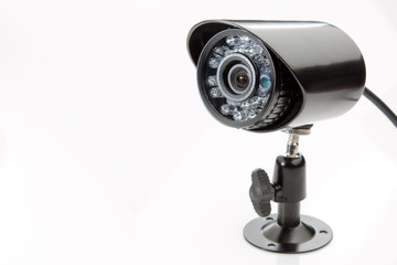 Video surveillance camera isolated on white background