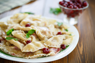 Cherry dumplings with mint
