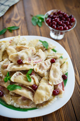 Cherry dumplings with mint