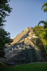 Fototapeta na wymiar Ruins of pyramid in the ancient Mayan city of Becan, Mexico