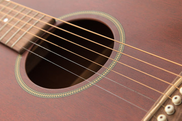 Acoustic guitar made of mahogany for left handed player