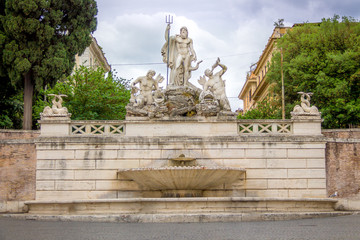 Fountain of Neptune in Piazza del Popolo - Rome, Italy