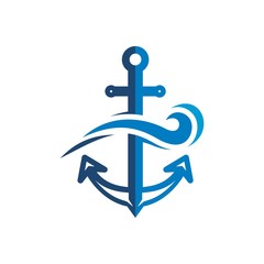 Anchor sailor logo design vector