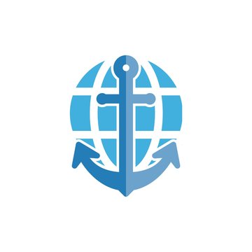 Anchor sailor logo design vector