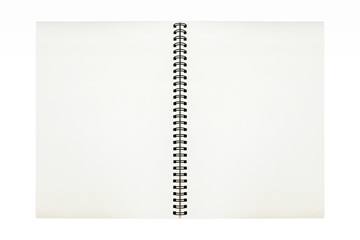 Open blank sketchbook isolated on white background