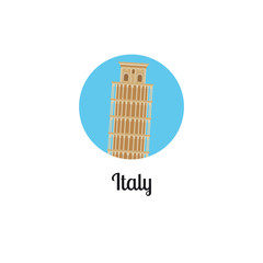 Italy tower landmark isolated round icon. Vector illustration