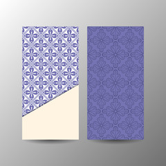 Vertical blue floral banner template. Vector illustration