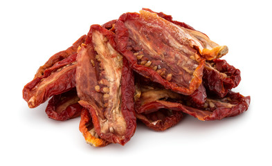 Dried tomatoes isolated on white background cutout