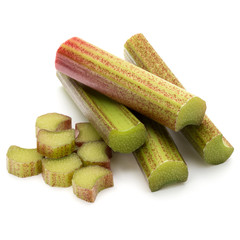 rhubarb stem isolated on white background cutout