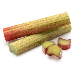 rhubarb stem isolated on white background cutout