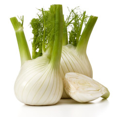 Fresh fennel bulb isolated on white background close up