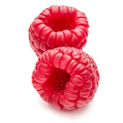 ripe raspberries isolated on white background close up
