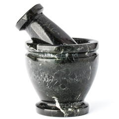 Marble stone mortar and pestle isolated on white background cuto