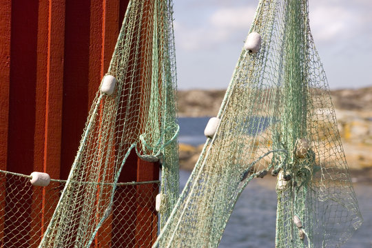 Close up of fishing nets outdoors