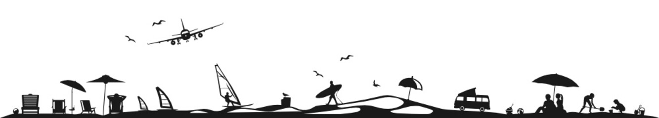 Fototapeta premium Silhouette Strand und Surfen