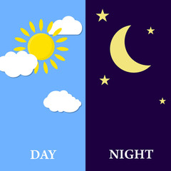 Vector illustration of day and night.